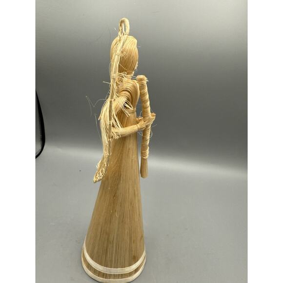 Vintage Straw Raffia Angel Tree Topper 12” Handmade Woven Wings Rustic Nativity - Picture 2 of 7